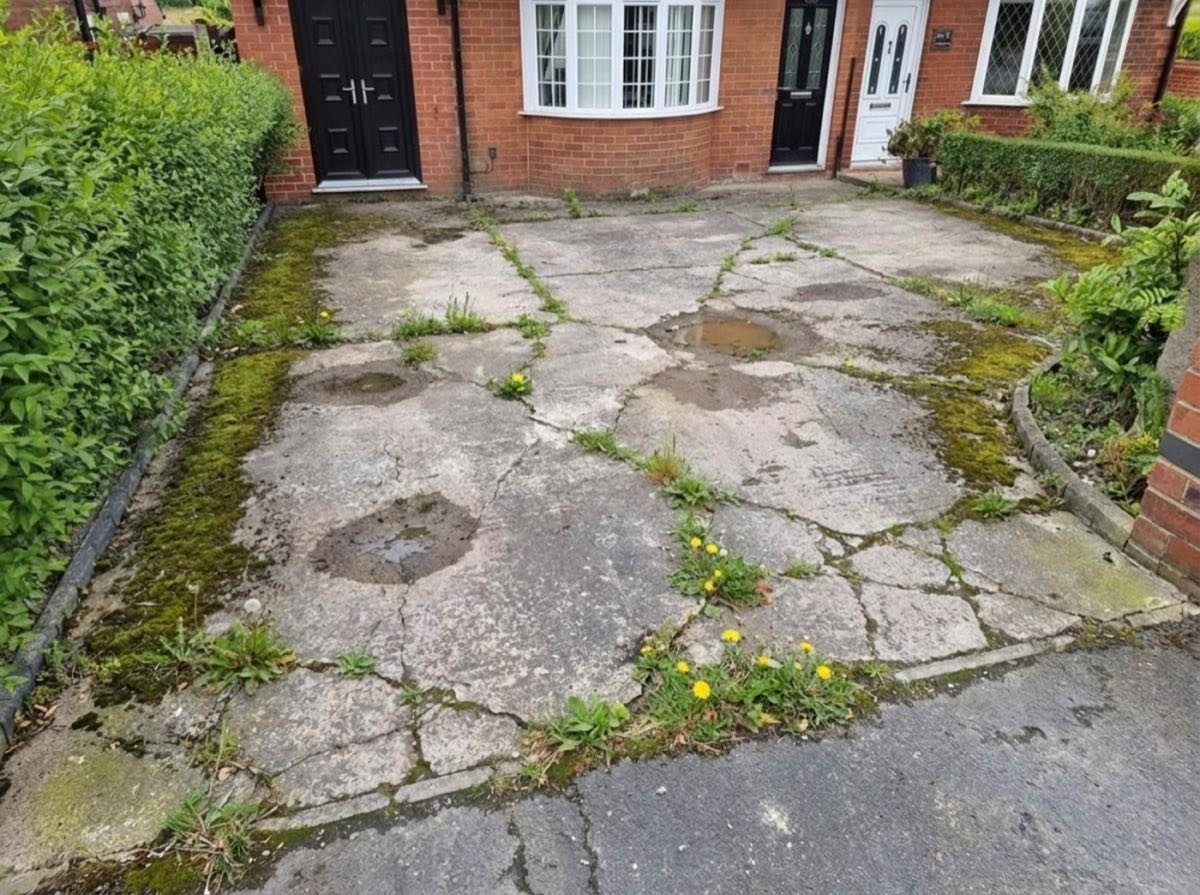 The same area before renovation — old, worn surface